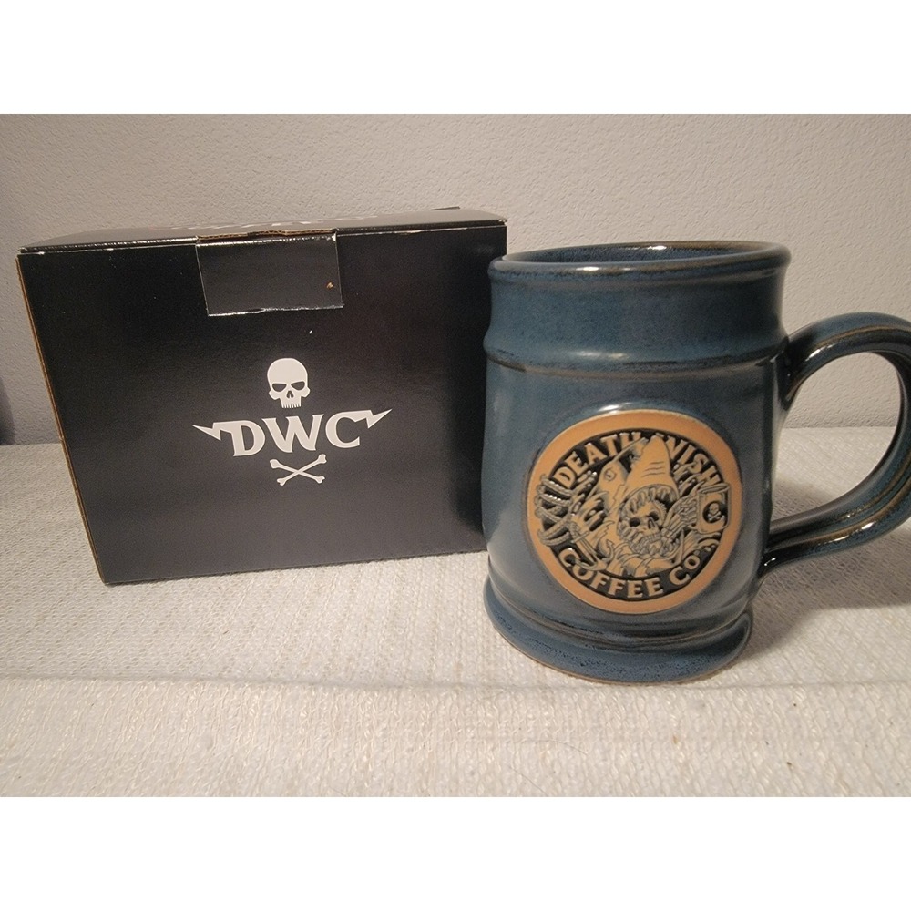 Death Wish Coffee Co Deneen Pottery 2024‎ Blue Megalodon 22 Oz Tankard 242/2300